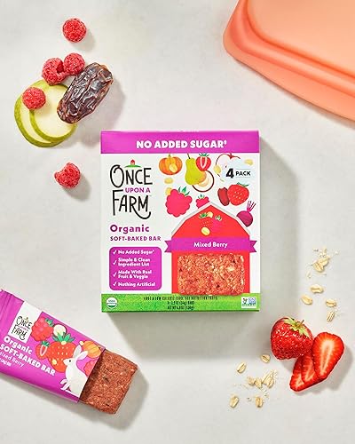 Once Upon a Farm Organic Soft Baked Kids' Bars, Mixed Berry | 8 Boxes, 32 Total Bars - Jamouz