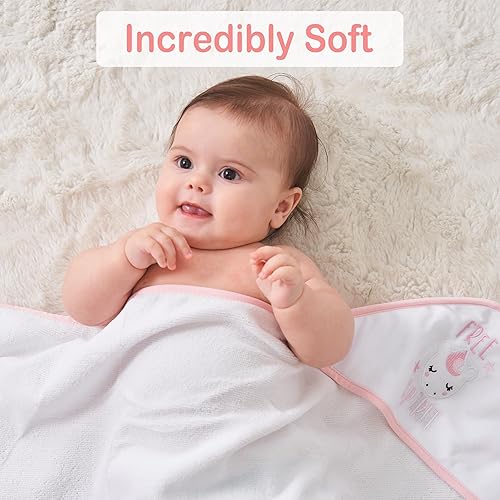 Viviland Baby Towels and Washcloths, Soft Absorbent Pink Baby Bath Towel Set, Elephant Hooded Towels with 5 Infant Face Washcloths (6 Pieces) - Jamouz