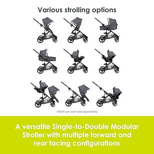 Baby Trend Morph Single to Double Modular Stroller, Dash Black - Jamouz