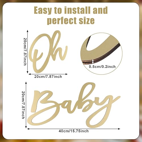 Oh Baby Sign, Wooden Oh Baby Banner Golden Letters Baby Shower Sign Oh Baby Sign for Backdrop Oh Baby Baby Shower Decorations for Baby Boy and Girl - Jamouz