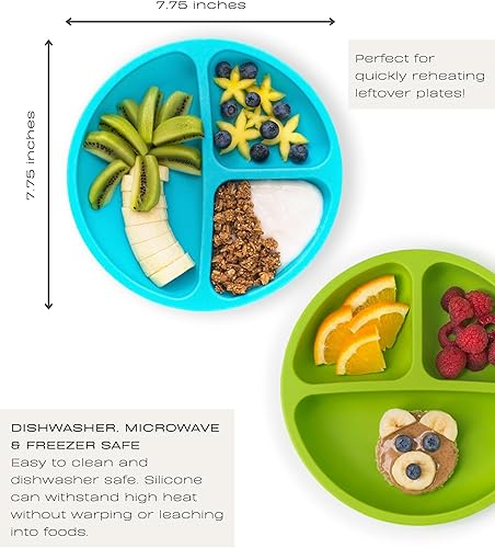 Hippypotamus Toddler Plates with Suction - 100% Food-Grade Silicone Baby Plates - Microwave & Dishwasher Safe - BPA Free - Set of 3 (Sage/Blush/Nude) - Jamouz