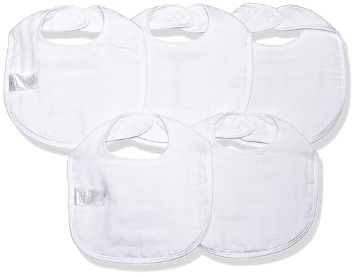 green sprouts Muslin Bibs Made from Organic Cotton| 4 Absorbent Layers Protect from sniffles, Drips, & drools | 100% Organic Cotton Muslin, Adjustable snap Closure, Machine Washable,5 Count - Jamouz
