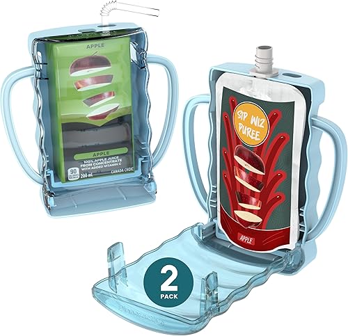 Dinneractive Sip Wiz - Baby Pouch Holder No Squeeze Pouch Food Pouches & Juice Box Holder - Anti-Squeeze Yogurt Pouch Reusable Toddler Essentials - Jamouz