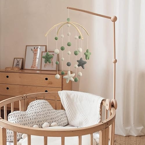 Floor-Standing Crib Mobile Arm - 65 Inch Mobile Arm for Crib - Mobile Stand for Crib - 100% Beech Wood - Movable Baby Mobile Hanger with Strong Anti-Dumping Attachment - Easy Assembly - Nursery Decor - Jamouz