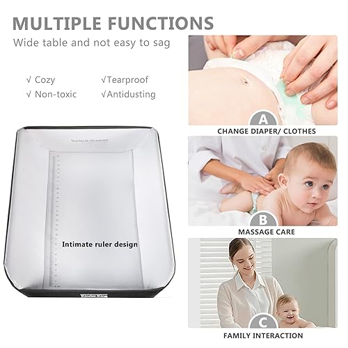 Kinder King Portable Baby Changing Table w/Wheels, Adjustable Height Folding Infant Diaper Station, Mobile Newborn Nursery Organizer, Large Storage Rack, Black - Jamouz