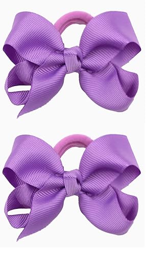 3 Inch Baby Girl Hair Bows Elastic Hair Tie Accessories Bow Ponytail Holder - Set of 2 (Red) - Jamouz