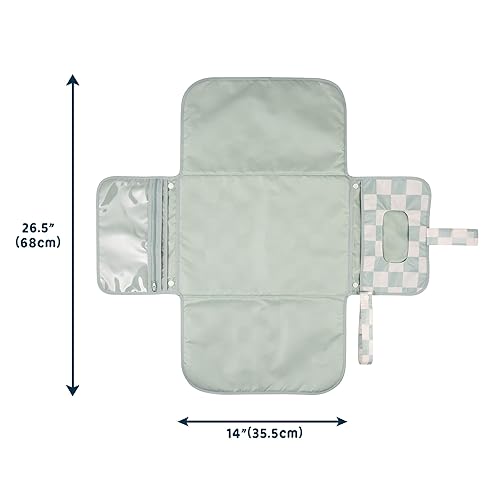 Tiny Twinkle Portable Diaper Changing Pad, Foldable Waterproof Baby Change Pad for Newborn Girl & Boy with Smart Wipes Pocket (Beige Checkers) - Jamouz