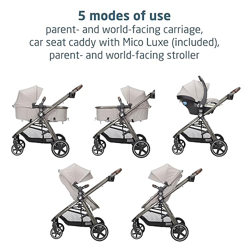 Maxi-Cosi Zelia™ Luxe 5-in-1 Modular - Baby Travel System Car Seat and Stroller, Infant Car Seat and Stroller Combo, Baby Car Seat and Stroller Combo in New Hope Tan - Jamouz