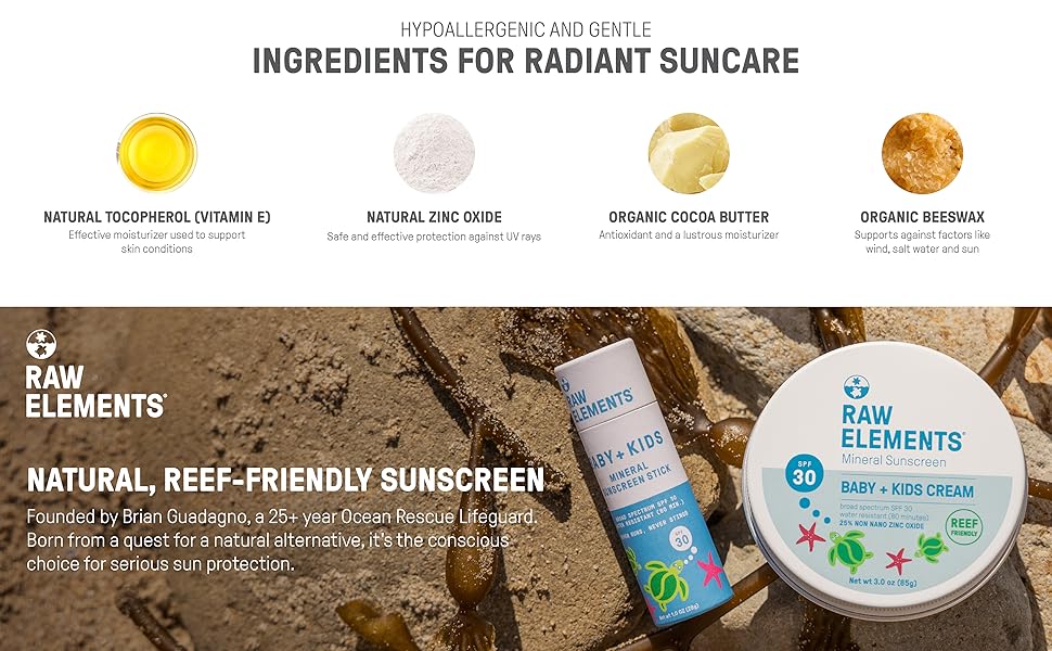Reef Safe Sunscreen, Baby and Kids Mineral Sunscreen, Hypoallergenic SPF for Kids and Babies