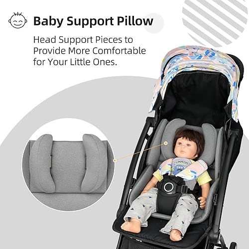 Innokids Baby Stroller Seat Liners Head Body Support Cushion Reversible Infant Liner Insert with Adjustable Pillow Fit Summer and Winter Use (Gray) - Jamouz