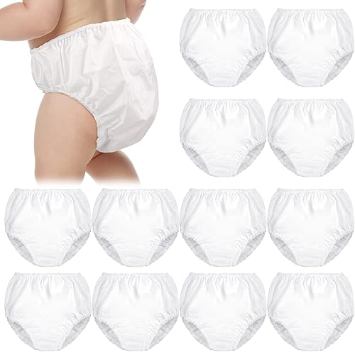 Funtery 12 Packs Waterproof Plastic Pants for Toddlers Reusable Diaper Covers Unisex Baby Potty Training Underwear Covers - Jamouz