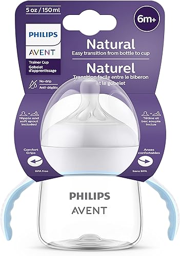 Philips Avent Natural Trainer Cup with Extra Fast Flow Natural Response Nipple (Flow 5) and Soft Spout, 5oz, SCF263/01 - Jamouz