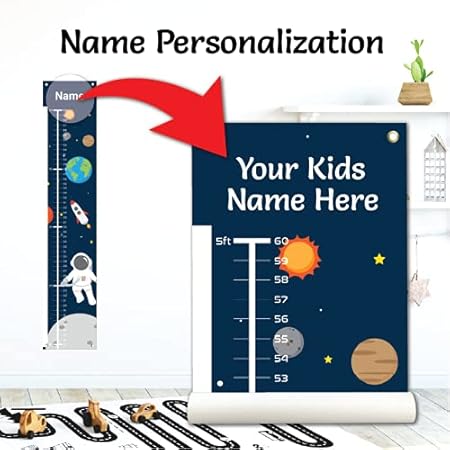 Personalized Kids Canvas Growth Chart, Height Chart, Growth Chart Banner, Train - Jamouz