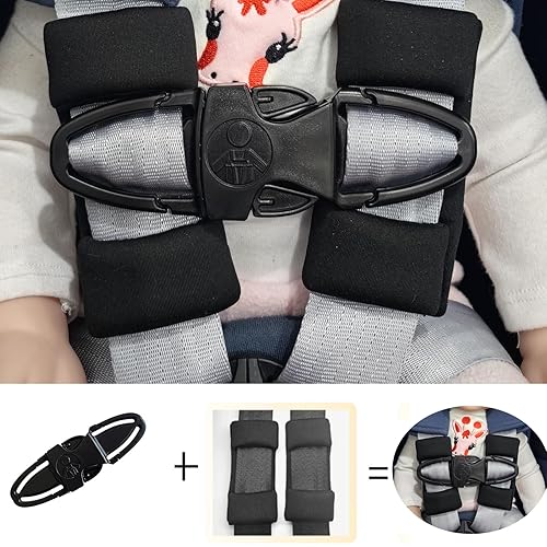 Universal Child Car Seat Chest Harness Clip Universal Safer Belt Clip Buckle Lock Stroller Chest Clip Adjustable Guard for Baby and Kids (Black) - Jamouz