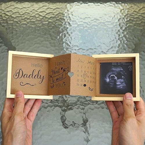 Pregnancy Announcement for Grandparents, Grandparents Baby Announcement Ideas Sonogram Picture Frame Wooden Keepsake Box, First Time Grandparents Gift - Jamouz