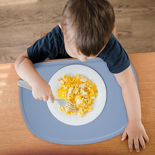 Cuddle Campus Set of 3 Silicone Placemats with Raised Edges for Kids,Toddlers,Babies, Non-Slip Dinning Table Mat, Baby Eating Mat, Food Mat - Jamouz