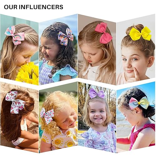 5 Inch Hair Bows for Girls, Colorful Little Girls Hair Bow Rainbow Heart Grosgrain Hair Bow With Alligator Clips Hair Accessories for Toddlers Children Kids,18 Pcs - Jamouz