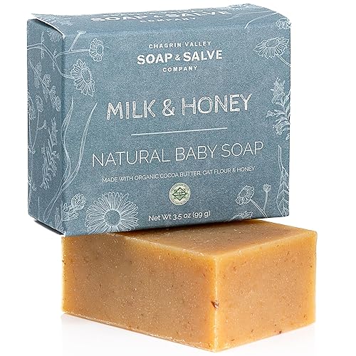 Chagrin Valley Soap & Salve Baby Shampoo Baby Soap Bar from Oat, Honey & Goat Milk - Unscented & Moisturizing - For Babies Sensitive Dry Skin & Eczema - 3.5 oz Shampoo Bar & Organic Body Wash - Jamouz