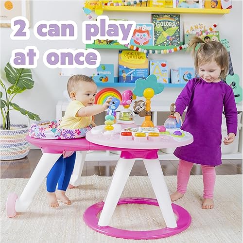 Bright Starts Around We Go 2-in-1 Baby Walker, Discovery Activity Center and Table, Tropic Cool, Ages 6 Months+ - Jamouz