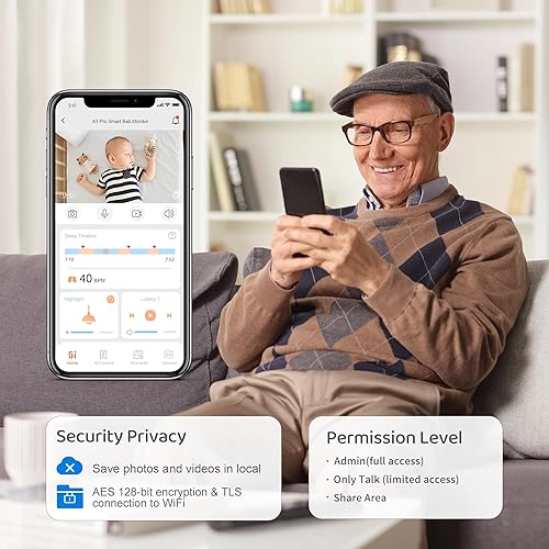 Cheego X3 Pro Smart Baby Monitor with Real-Time Contactless Breathing& Sleep Tracking, Cry& Face Cover Detection, Wall Mount& 2K Wi-Fi HD Video Camera and 2-Way Talk, Nightlight and Night Vision - Jamouz