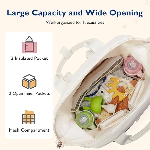 mommore Diaper Bag Backpack, Large Baby Bag for Girl Boy Convertible Diaper Bag Tote with Changing Pad, Insulated Pockets, Stroller Buckles, Travel Diaper Bag with Removable Shoulder Strap - Jamouz