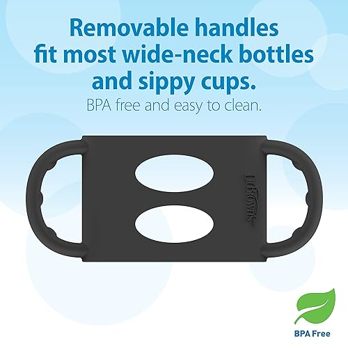 Dr. Brown's Milestones Wide-Neck Sippy Spout Bottle with 100% Silicone Handles, Easy-Grip Handles with Soft Sippy Spout, 9oz/270mL, Green & Gray, 2-Pack, 6m+ - Jamouz