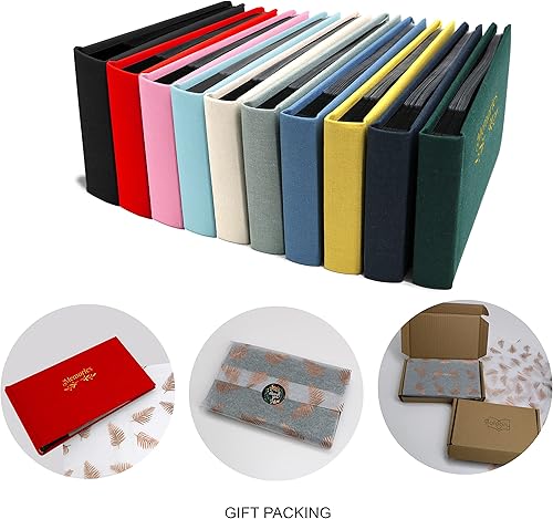 Holoary Small 4x6 Photo Album, Linen Hard Cover, Holds 50 Photos, Black Page Traditional Book Bound, Mini Brag Book Baby Album, Ideal For Wedding, Family Pictures, Gifts, Anniversary (Sky blue) - Jamouz