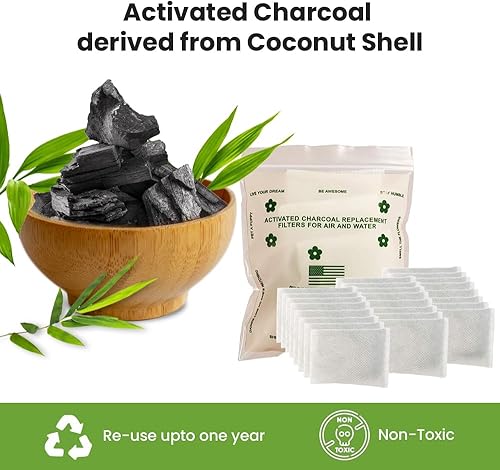 Green Piece® 12 Pack - Overstuffed - All-Natural Baby Diaper Pail Deodorizer | Activated Charcoal Air Purifier Compatible with Diaper Pails, Shoe Closets, Trash Cans, Pets - Made in The USA - Jamouz