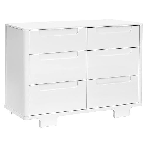 babyletto Yuzu 6-Drawer Dresser in White and Natural, Greenguard Gold Certified - Jamouz
