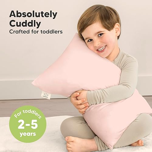 Toddler Pillow with Pillowcase - 13x18 My Little Cuddly Pillow, Viscose Derived From Bamboo Nursery Toddler Pillows for Sleeping,Kids Pillow,Small Travel Pillows,Mini Toddler Bed Pillow (Meadow) - Jamouz