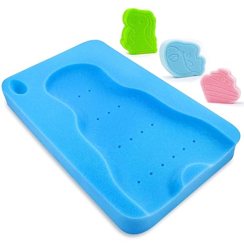 HALLO Baby Bath Sponge Soft Infant Bath Mat Newborn Cushion Odor Free (Blue) - Jamouz