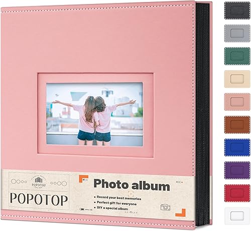Popotop Photo Album 4x6 300 Pockets with Leather Hardcover Cover, Small Photo Album Holder Book with 50Pcs Pages for Family Travel Wedding Baby Gifts - Jamouz