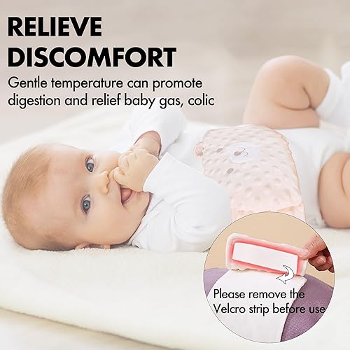 Baby Colic Relief Gripe Belt Seed Heating Pad with Gentle Warmth Tummy Wrap for Soothing Gas and Upset Stomach (Beige, 0m+) - Jamouz