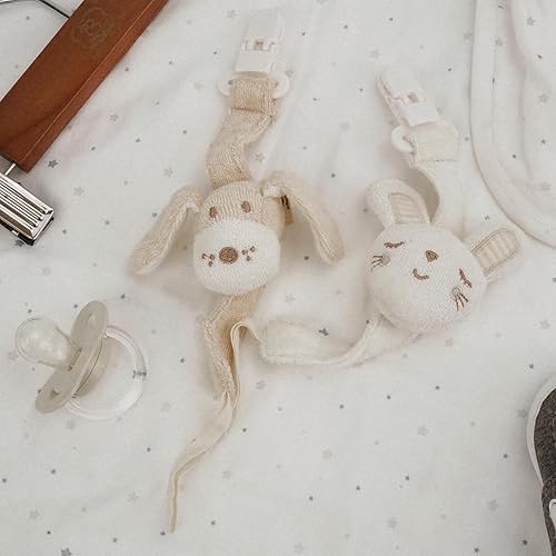 Pacifier Clip, 2 Pack Baby Pacifier Holder for Boys and Girls Fits Many Pacifiers & Baby Teething Toys, Ideal Baby Gift (Puppy & Bunny) - Jamouz