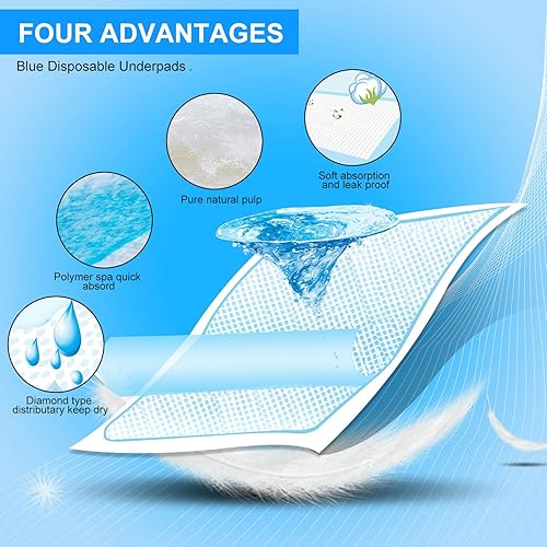 Baby Disposable Changing Pad, 100 Count Thicken and High Absorb Incontinence Changing Pad with Breathable, Waterproof, Soft Non-Woven Fabric, Underpad 13X18 inch- Extra Thick - Jamouz