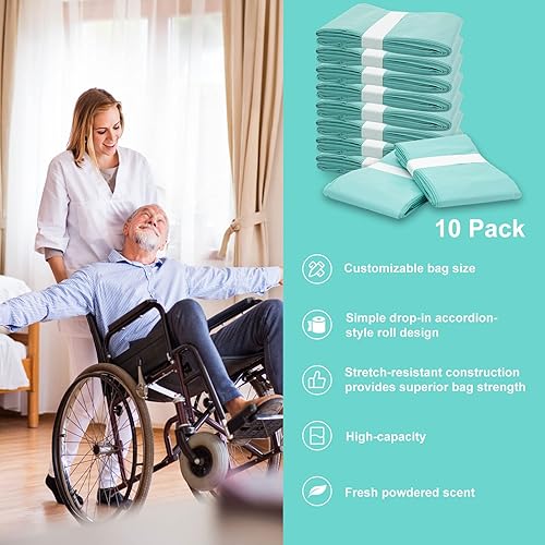 Diaper Pail Liner Refills Bags Compatible with Janibell Akord 330 Series Adult Diaper System, Green, Lightly Scented, 4 Count - Jamouz