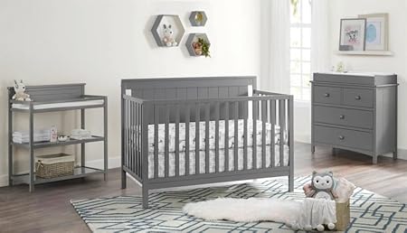 Oxford Baby Lazio 4-in-1 Convertible Crib, Dove Gray, GreenGuard Gold Certified - Jamouz