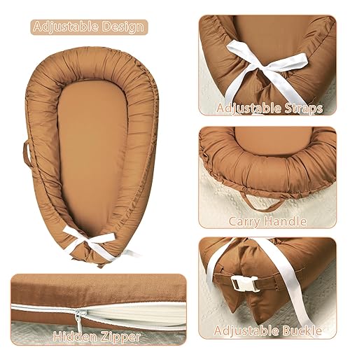 Hooyax Baby Lounger Cover Only, 100% Cotton Newborn Nest Cover, Soft Portable Baby Nest Replacement Cover for Boys Girls, Breathable Infant Lounger Covers, Baby Essential (Green) - Jamouz