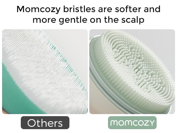 Momcozy﻿ Innovative Cradle Cap Brush with Pump, 2-in-1 Baby Cradle Cap Brush with Bubbler, Newborn Cradle Cap System, Shampoo Brush Baby Bath Essential Foamer Brush, Baby Hair Brush, Green - Jamouz
