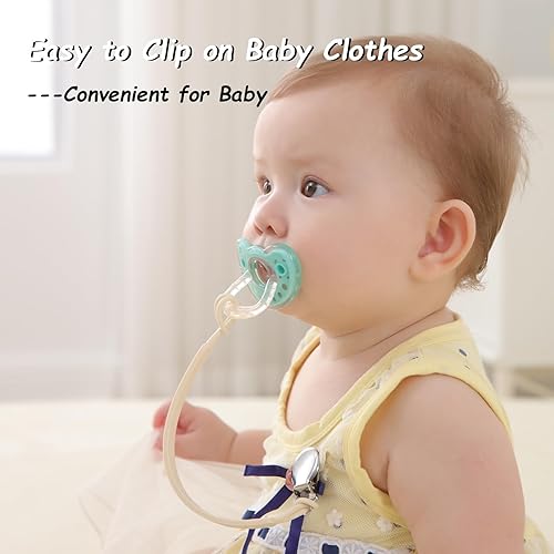 Silicone Pacifier Clip, Seposeve Pack of 3 Baby Pacifier Teether Clip with 4 Texture, Soft Flexible Silicone Pacifier Leashes & Cases for Boy and Girl, Keeps Pacifier Clean, Purple Pink White - Jamouz