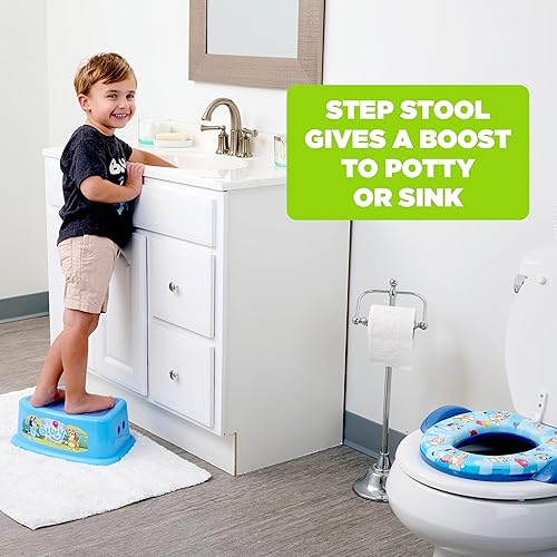 Bluey Potty Training Set, 2 pieces combine soft potty seat and a non-slip step stool, for toddlers and kids, potty training with fun Bluey characters. - Jamouz