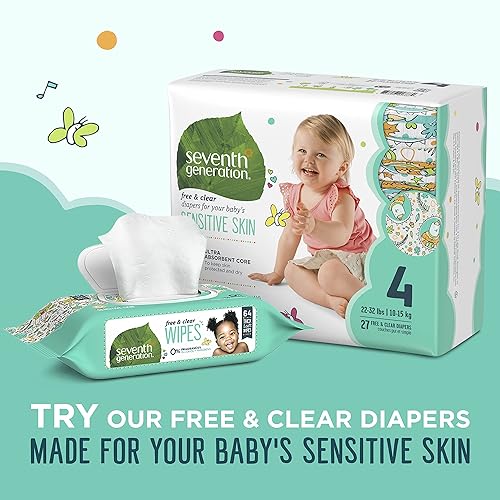 Seventh Generation Baby Wipes Sensitive Protection with Snap Seal Diaper Wipes 768 Count - Jamouz