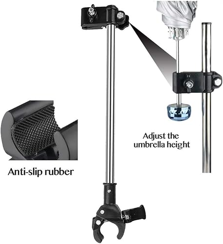Umbrella Mount Holder, Adjustable Umbrella Mount Stand No Need Wrench to Attach/Detach Umbrella Clamp for Wheelchairs, Walker, Rollator, Biycle, Pram, Stroller, Black - Jamouz
