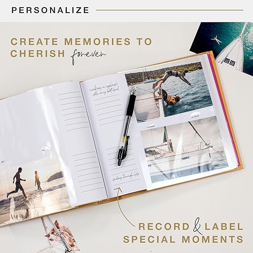 MCS 200-Pocket Fabric Baby 4x6 Photo Album with Writing Space, 8.5 x 8.5 Inches, Baby Pink - Jamouz