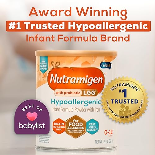 Enfamil Nutramigen Hypoallergenic Baby Formula with Iron, Lactose Free, Colic Relief from Cow's Milk Allergy Starts in 24 Hours, Brain Building DHA, Probiotic LGG for Immune Support, 27.8 Oz Can - Jamouz