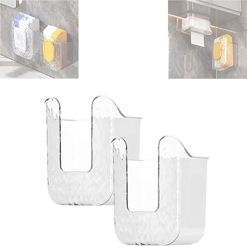 Kitchen Wipes Storage Box, 2024 New Non-Slip Flushable Wipes Holder for Bathroom Toilet, Wall-Mounted Clear Wet Tissue Dispenser Container Box No Punching Refillable Keeps Baby Wipes Fresh Case - Jamouz