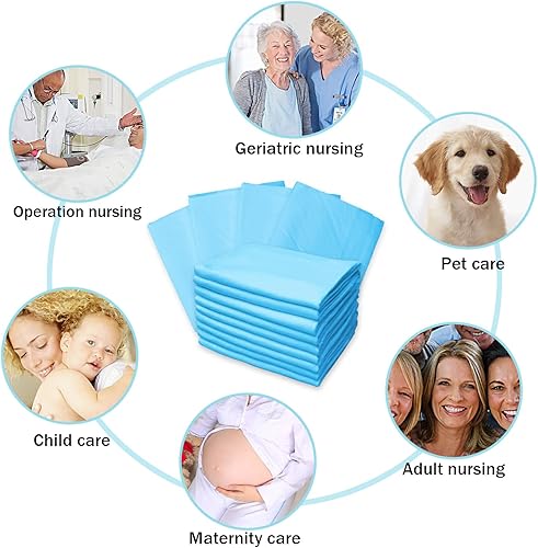 Disposable Underpads 17 x 24 Inches (25 Pack) Incontinence Bed Pads Heavy Absorbent Soft Non-Woven Fabric Breathable - Blue - Jamouz