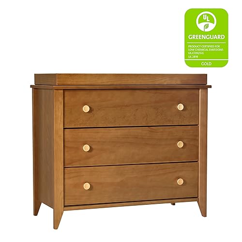 Babyletto Sprout 3-Drawer Changer Dresser with Removable Changing Tray in Chestnut and Natural, Greenguard Gold Certified - Jamouz