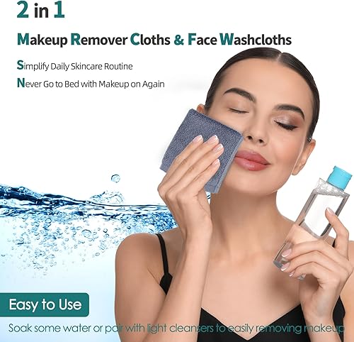 Wash Cloths 6 Pack, Reusable Makeup Remover Towel, 13x13 inch Large Washcloths for Face and Body, Super Soft and Skin Friendly Face Towel on Sensitive Skin, Easy to Rinse Grey Facial Cleaning Cloths - Jamouz