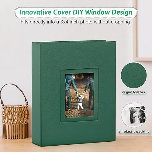 Popotop Photo Album 4x6 300 Pockets with Leather Hardcover Cover, Small Photo Album Holder Book with 50Pcs Pages for Family Travel Wedding Baby Gifts - Jamouz